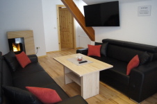 Wohnzimmer mit Pelletofen und LCD-SAT TV Wohnzimmer mit Pelletofen und LCD-SAT TV